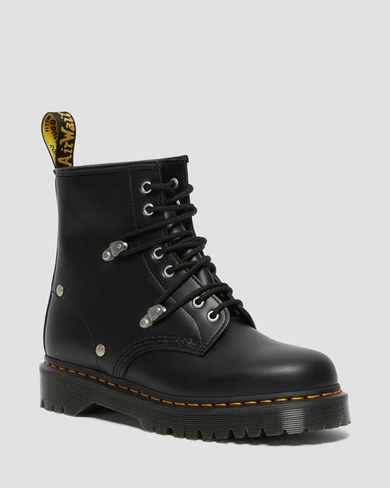 Dr Martens 1460 Bex Stud Leder Schnürstiefel Herren Schwarz | GKJ-391076