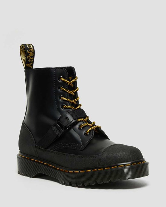 Dr Martens 1460 Bex Tech Made in England Leder Schnürstiefel Herren Schwarz | ZTC-318057