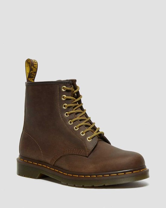 Dr Martens 1460 Crazy Horse Leder Stiefeletten Damen Braun | MYK-493761