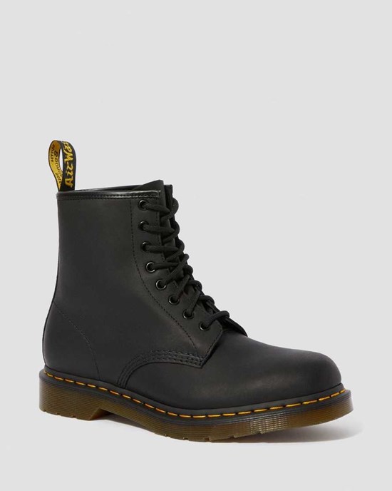 Dr Martens 1460 Greasy Leder Stiefeletten Damen Schwarz | PXJ-793186