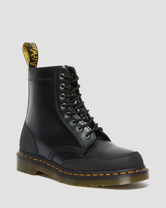 Dr Martens 1460 Guard Panel Leder Schnürstiefel Herren Schwarz | WGT-840372