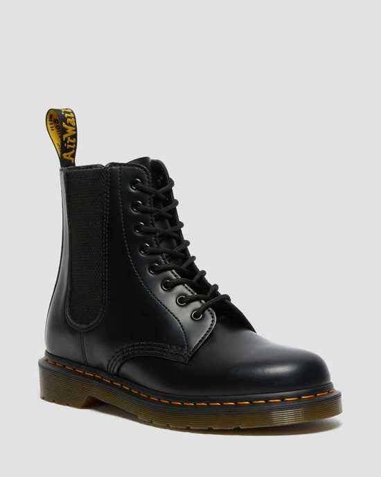 Dr Martens 1460 Harper Smooth Leder Stiefeletten Damen Schwarz | TPC-683170