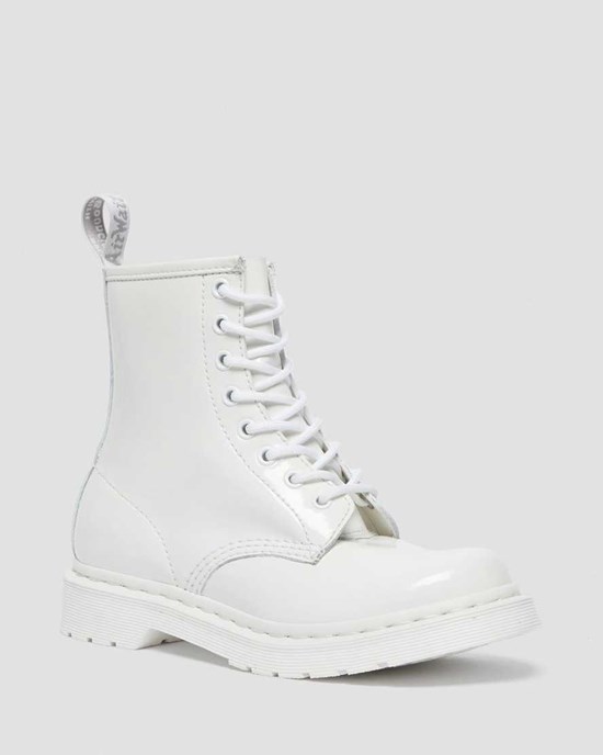 Dr Martens 1460 Mono Lack Leder Patent Boots Damen Weiß | HZC-037581