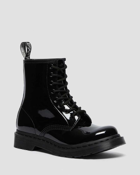 Dr Martens 1460 Mono Lack Leder Patent Boots Damen Schwarz | ZVM-132750