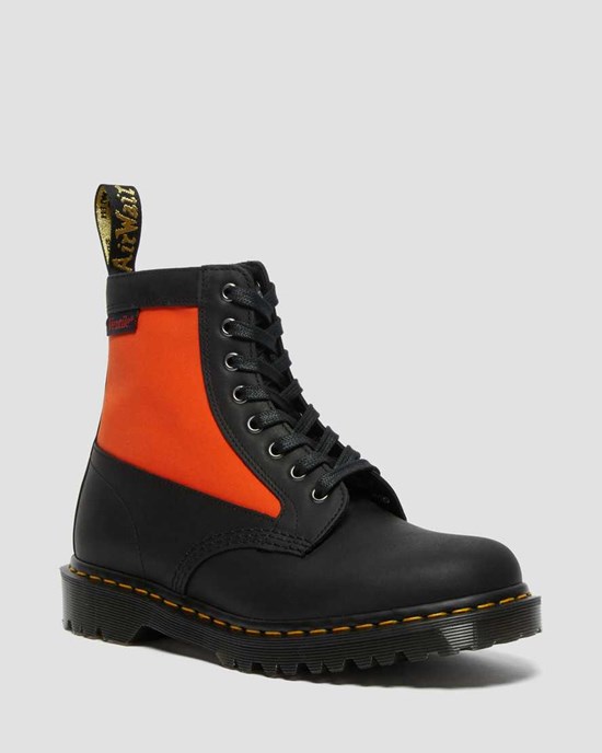 Dr Martens 1460 Panel Made in England Leder Schnürstiefel Damen Schwarz | FDT-576813