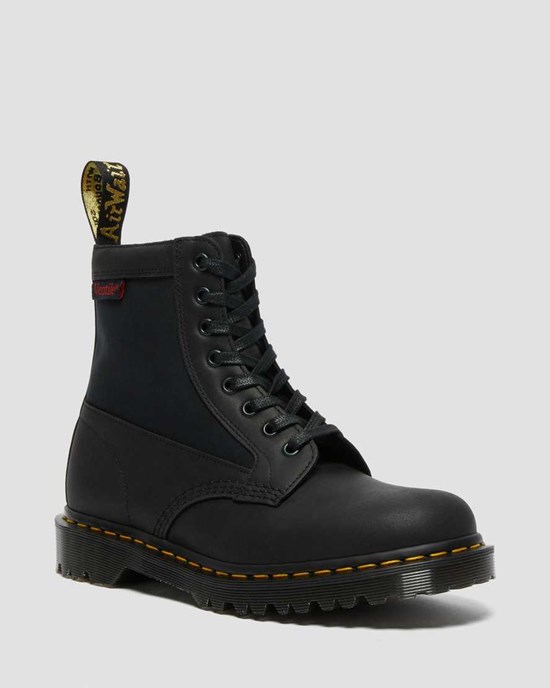 Dr Martens 1460 Panel Made in England Leder Schnürstiefel Damen Schwarz | XEP-047512