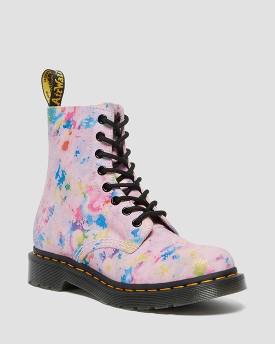 Dr Martens 1460 Pascal Confetti Wildleder Schnürstiefel Damen Rosa | FJV-210573