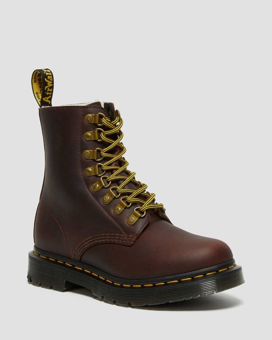 Dr Martens 1460 Pascal DM's Wintergrip Leder Schnürstiefel Damen Braun | WJP-726913