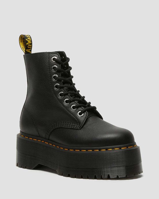 Dr Martens 1460 Pascal Max Leder Schnürstiefel Damen Schwarz | KLS-924068