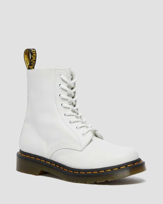 Dr Martens 1460 Pascal Virginia Leder Schnürstiefel Damen Weiß | LHD-873915