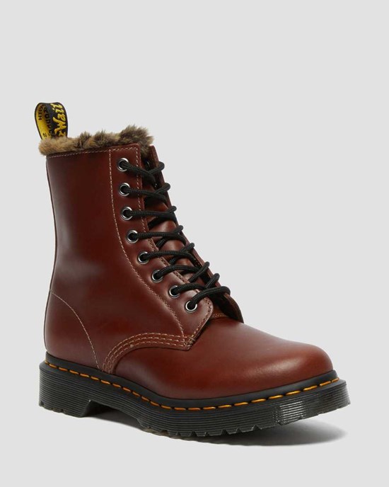 Dr Martens 1460 Serena Faux Fur Gefütterte Stiefeletten Damen Braun | PTF-497520