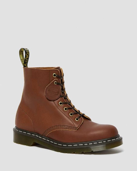 Dr Martens 1460 Veg Tan Leder Schnürstiefel Herren Tan | DYI-342816