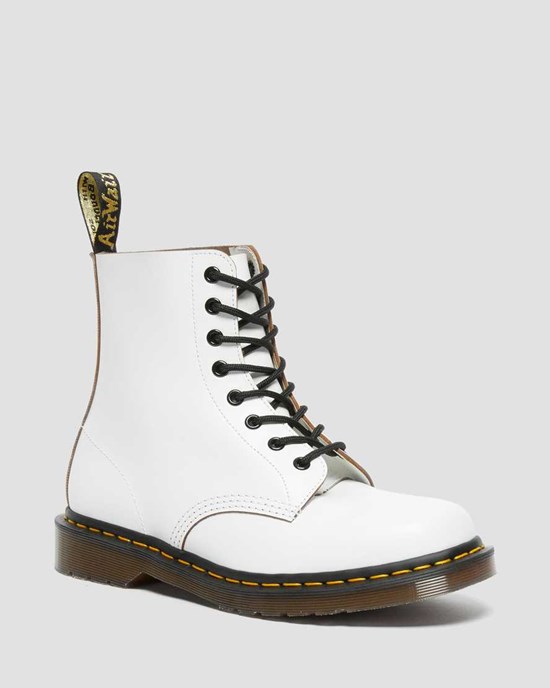 Dr Martens 1460 Vintage Made in England Schnürstiefel Damen Weiß | BZR-618432