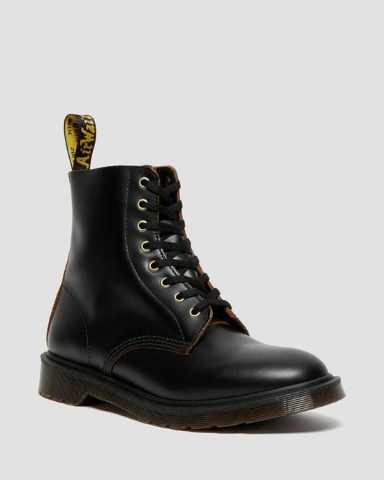 Dr Martens 1460 Vintage Smooth Leder Schnürstiefel Damen Schwarz | MLJ-324601