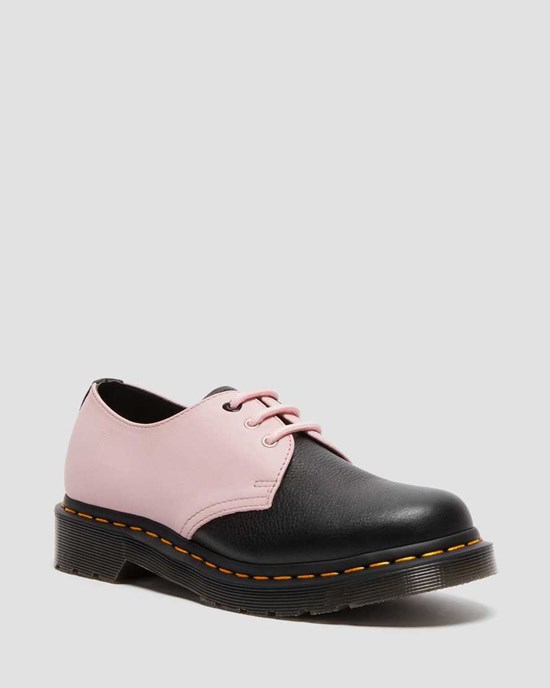 Dr Martens 1461 Contrast Virginia Leder Oxfords Schuhe Damen Schwarz | QDM-297016