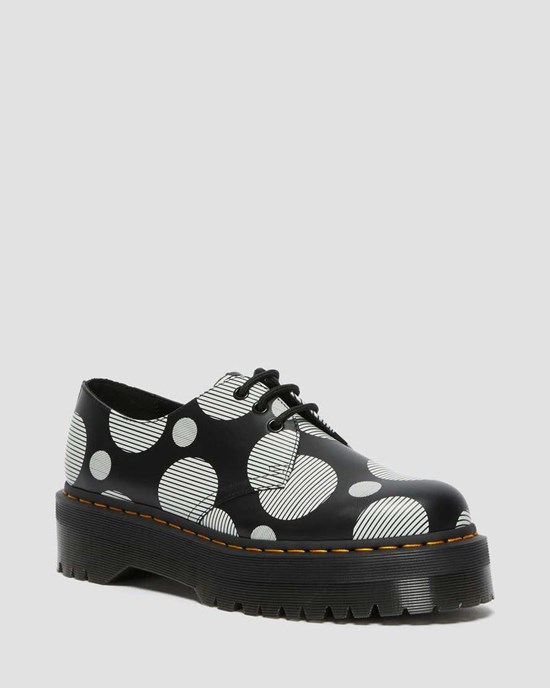 Dr Martens 1461 Polka Dot Smooth Leder Oxfords Schuhe Herren Schwarz | ERN-028417