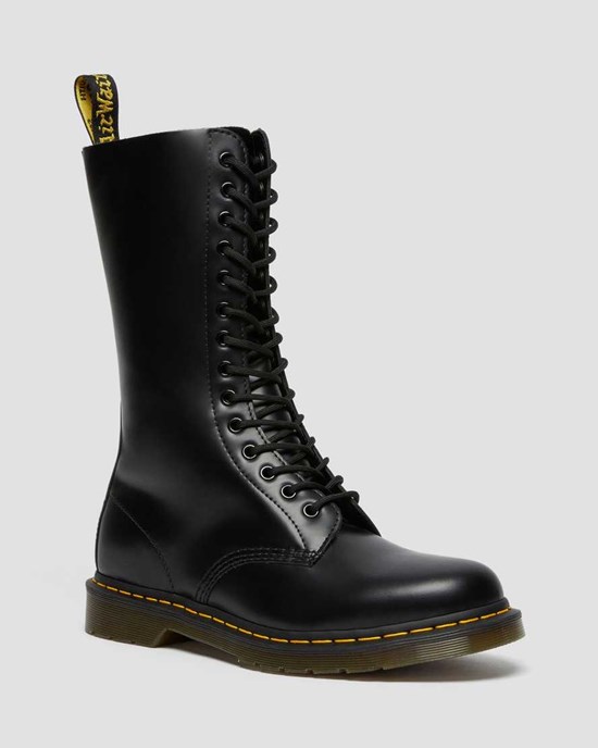 Dr Martens 1914 Smooth Leder Schnürstiefel Damen Schwarz | LZV-750143