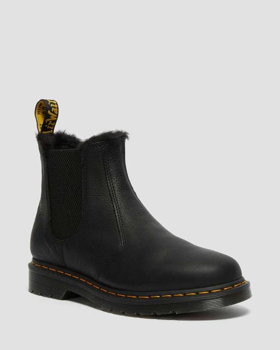 Dr Martens 2976 Faux Fur Gefütterte Chelsea Stiefel Damen Schwarz | WNJ-816307