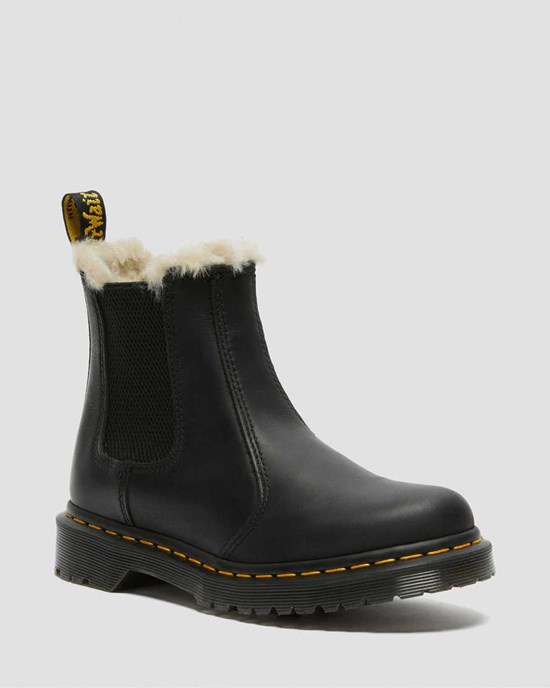 Dr Martens 2976 Faux Fur Gefütterte Stiefeletten Damen Schwarz | WCL-159063