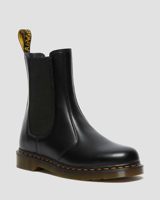 Dr Martens 2976 Hi Smooth Leder Chelsea Stiefel Damen Schwarz | LAK-394678