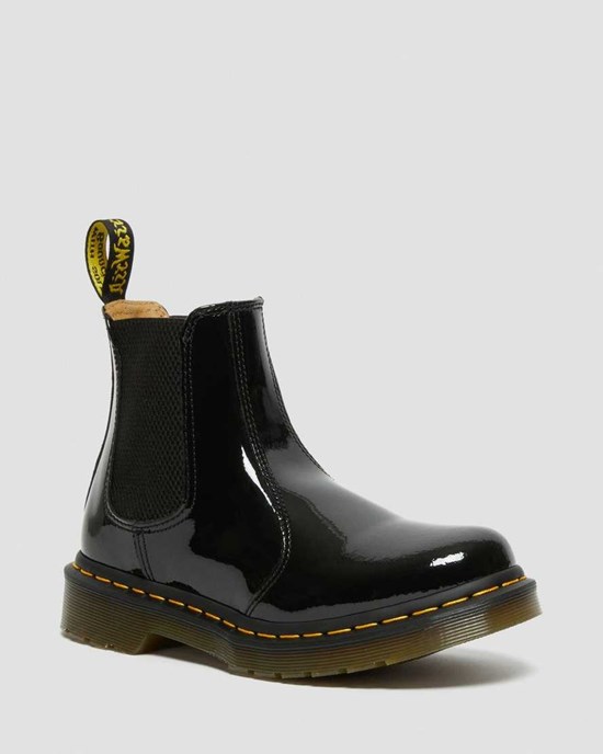 Dr Martens 2976 Lack Leder Stiefeletten Damen Schwarz | SED-023957