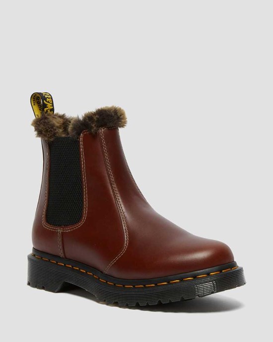 Dr Martens 2976 Leonore Faux Fur Gefütterte Stiefeletten Damen Braun | TMO-096421