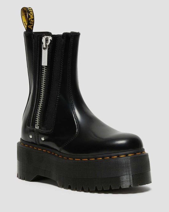 Dr Martens 2976 Max Leder Plattform Stiefeletten Damen Schwarz | GFR-719823