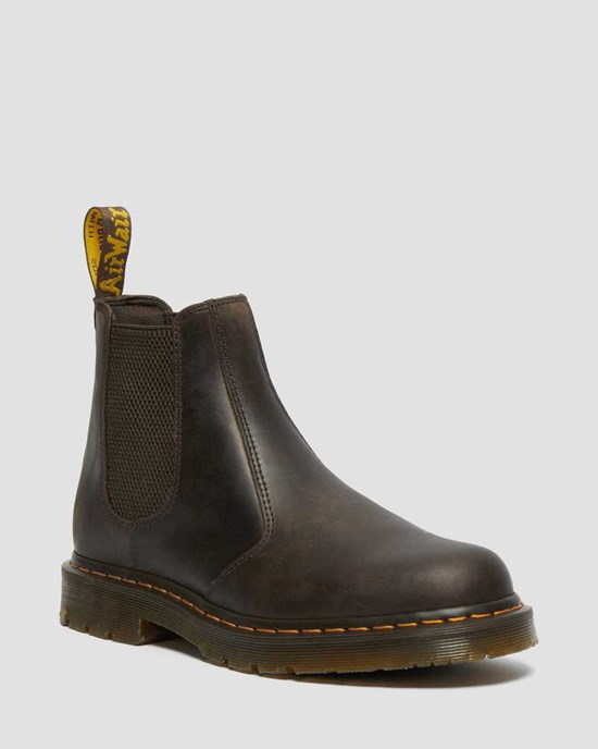 Dr Martens 2976 Slip Resistant Leder Stiefeletten Damen Dunkelbraun | WON-361024