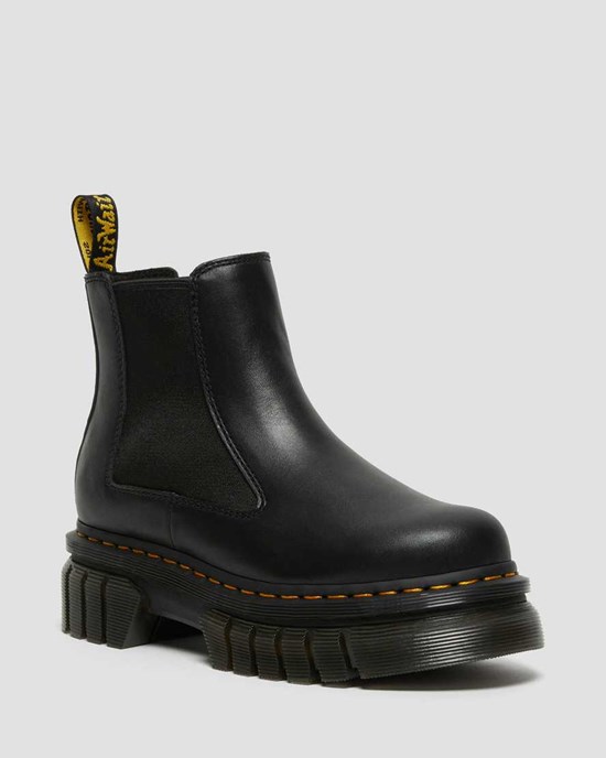 Dr Martens Audrick Nappa Leder Plattform Schnürstiefel Herren Schwarz | FAI-823461