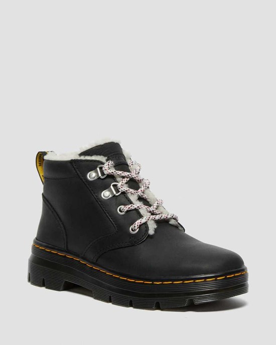 Dr Martens Bonny Faux Shearling Gefütterte Schnürstiefel Damen Schwarz | GEC-931805