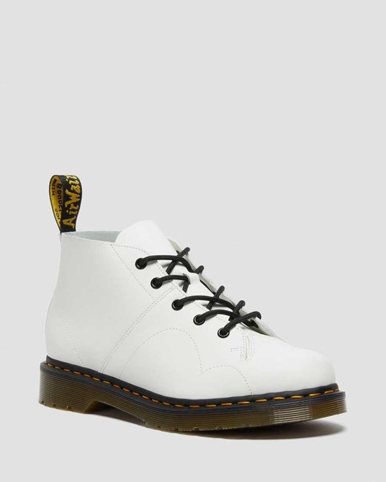 Dr Martens Church Smooth Leder Monkey Stiefeletten Herren Weiß | QEL-621983