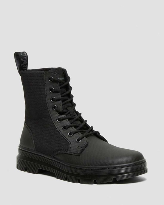 Dr Martens Combs II Poly Schnürstiefel Damen Schwarz Schwarz | RXY-127489