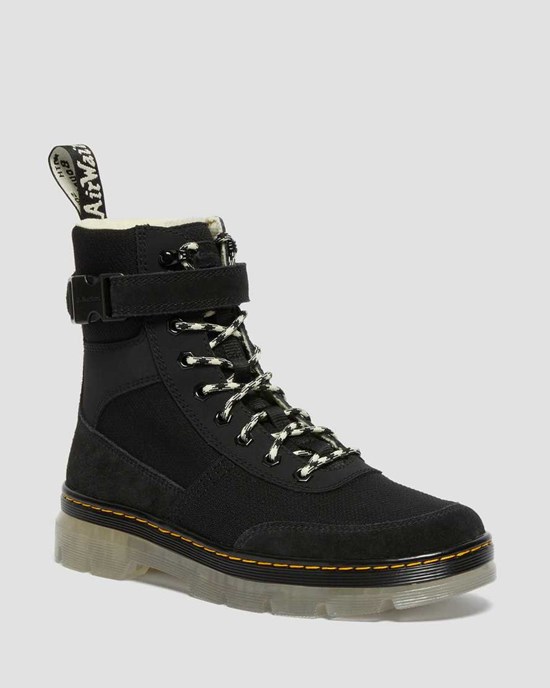 Dr Martens Combs Tech Superknit + Wildleder Schnürstiefel Herren Schwarz | IOU-365492