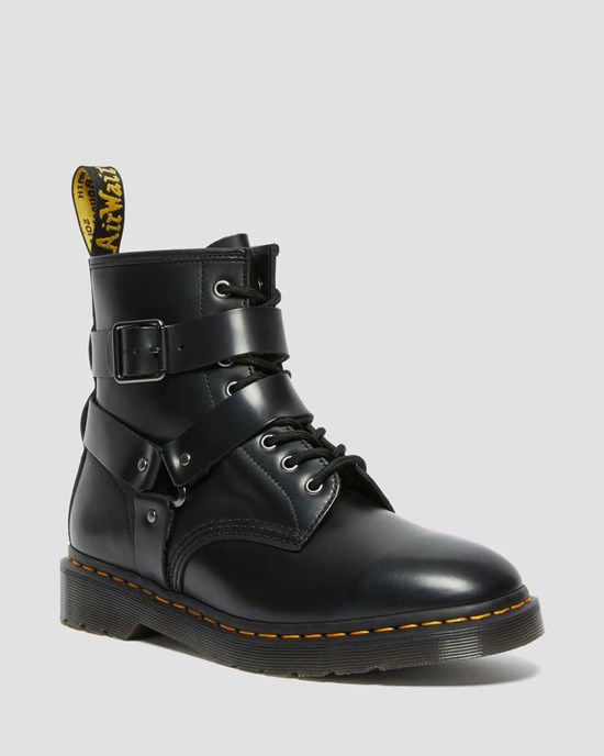 Dr Martens Cristofor Leder Harness Stiefeletten Damen Schwarz | LWJ-280356