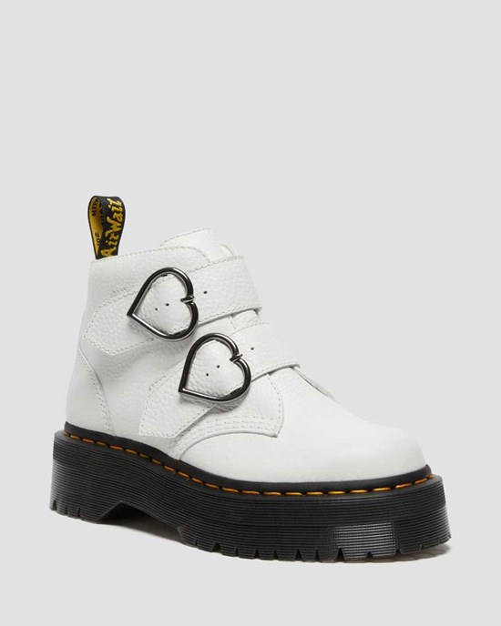 Dr Martens Devon Heart Leder Stiefeletten Damen Weiß | ATL-810542