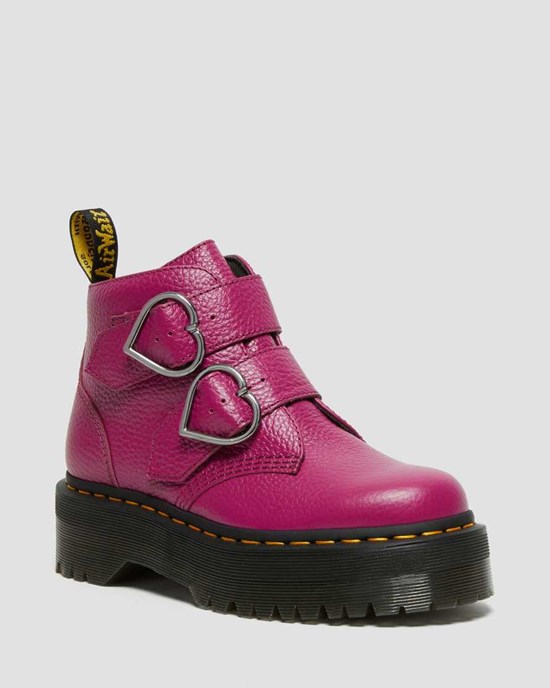 Dr Martens Devon Heart Leder Stiefeletten Damen Rosa | YHA-603458