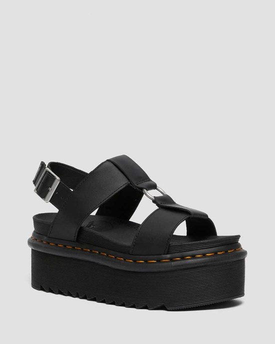 Dr Martens Francis Leder Riemchensandalen Damen Schwarz | BND-132659