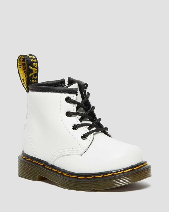 Dr Martens Infant 1460 Leder Schnürstiefel Kinder Weiß | DKS-854036