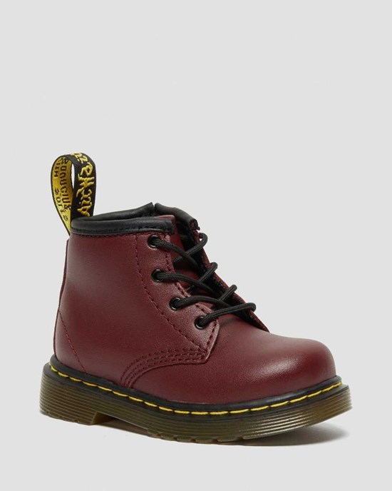 Dr Martens Infant 1460 Softy T Leder Schnürstiefel Kinder Rot | AGL-143652