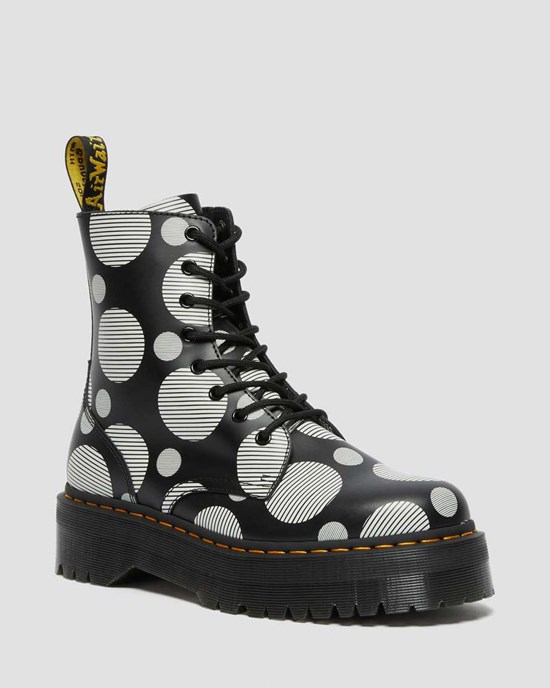 Dr Martens Jadon Polka Dot Smooth Leder Stiefeletten Herren Schwarz | MAZ-476012