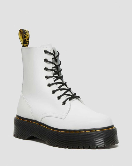 Dr Martens Jadon Smooth Leder Schnürstiefel Damen Weiß | VOI-427691