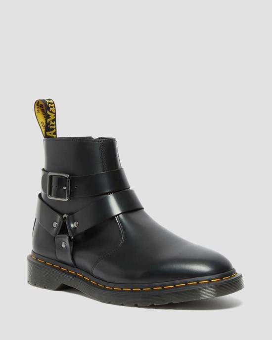 Dr Martens Jaimes Leder Harness Schnürstiefel Herren Schwarz | QVE-158629