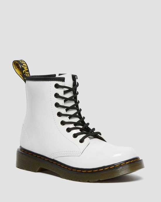 Dr Martens Junior 1460 Lack Leder Schnürstiefel Kinder Patent | VPD-473056