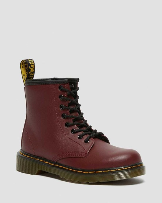 Dr Martens Junior 1460 Softy T Leder Schnürstiefel Kinder Rot | SQT-129745