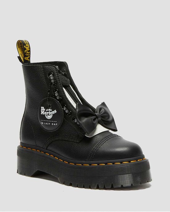 Dr Martens Sinclair Lazy Oaf Leder Schnürstiefel Damen Schwarz | VTC-074589