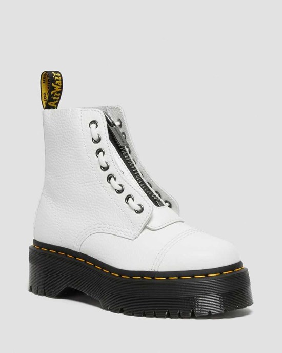 Dr Martens Sinclair Milled Nappa Leder Schnürstiefel Damen Weiß | OZB-015642