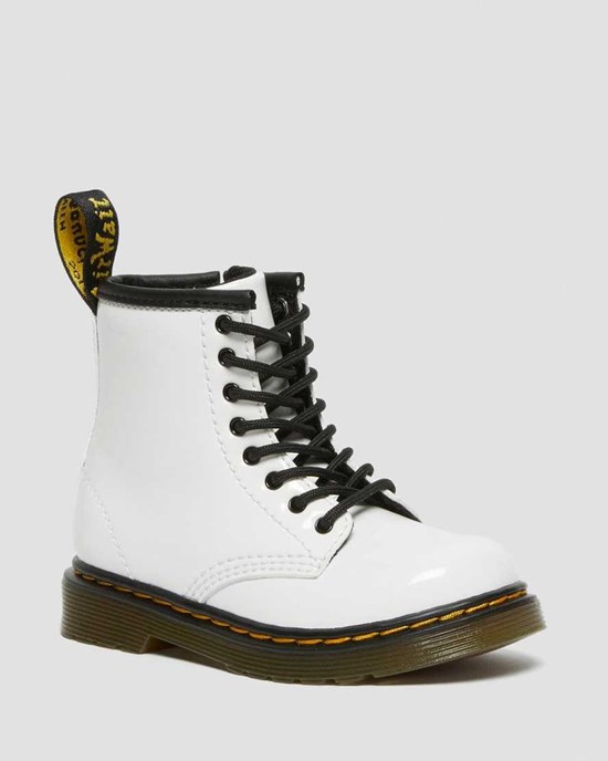 Dr Martens Toddler 1460 Lack Leder Schnürstiefel Kinder Patent | SVP-139270