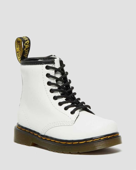 Dr Martens Toddler 1460 Leder Schnürstiefel Kinder Weiß | DCI-985014