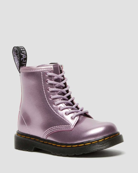 Dr Martens Toddler 1460 Metallic Schnürstiefel Kinder Rosa | RGU-806743