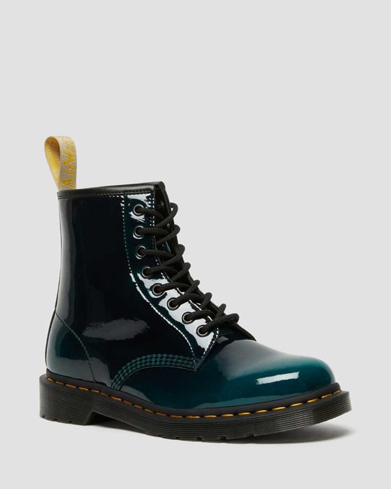 Dr Martens Vegan 1460 Gloss Schnürstiefel Damen Schwarz | ACW-305162